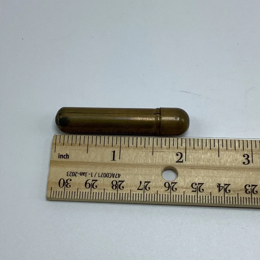 Vintage Gold Metal Bobby Pin Tube Holder & 8‎ Bobby Pins